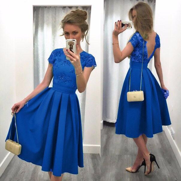 Clearence Splicing Solid Color Backless Short Sleeves Dress