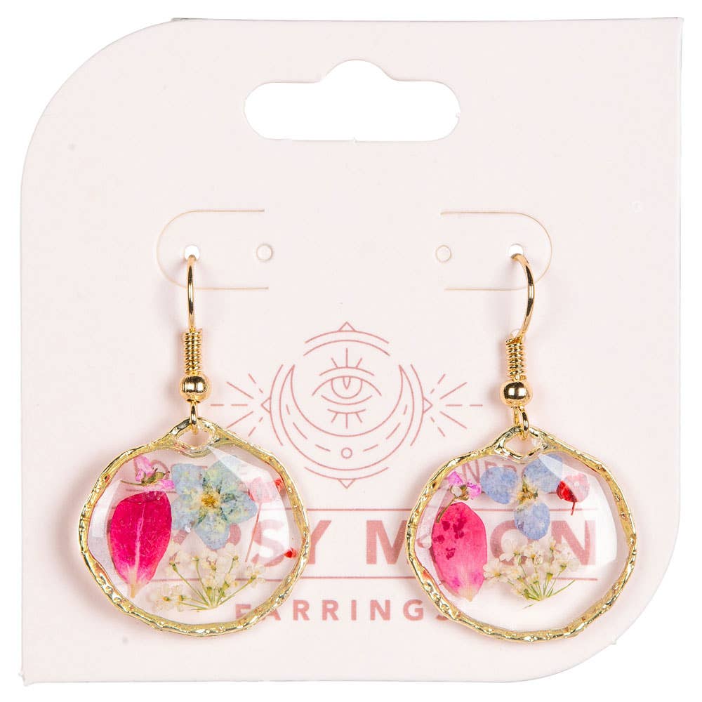 Free Shipping For DRIED FLOWER ROUND EARRINGS