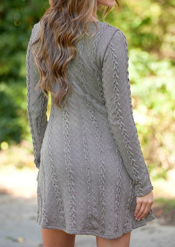 Clearance Knitting Round Neck Long Sleeve Sweater with Plus Size