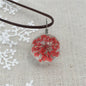 Manual Dandelion Clovers Lace Dried Flower Glass Ball Time Gem Clavicle Pendant Necklace