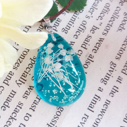 Manual Dandelion Clovers Lace Dried Flower Glass Ball Time Gem Clavicle Pendant Necklace-Homeunderwear