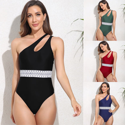 Chic Single-Shoulder Strap One-Piece Swimsuit