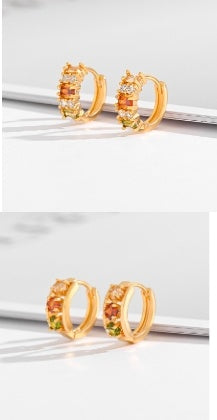 Free Shipping ForFashion Multi-style Square Crystal Zircon Ornament Gold Plated Diamond Ear Ring