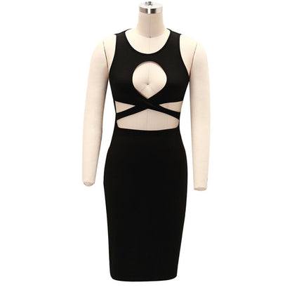 Women Sleeveless Bandage Blackless Bodycon Dress