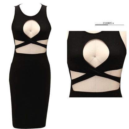 Women Sleeveless Bandage Blackless Bodycon Dress