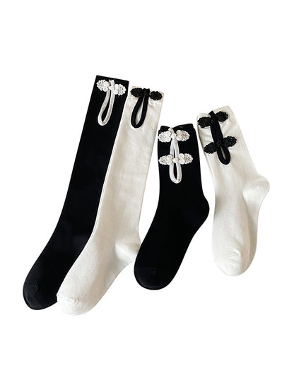 Casual Hollow Solid Color Disc Buckle Socks Accessories-Homeunderwear