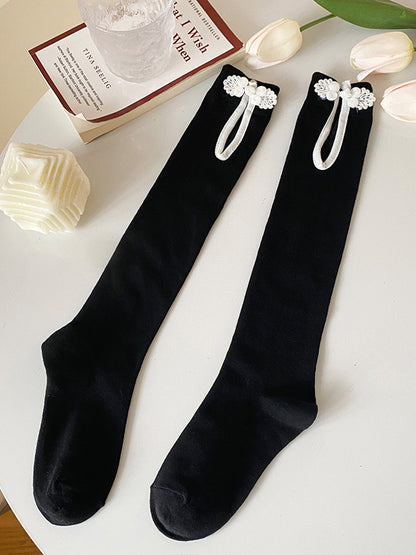 Casual Hollow Solid Color Disc Buckle Socks Accessories-Homeunderwear