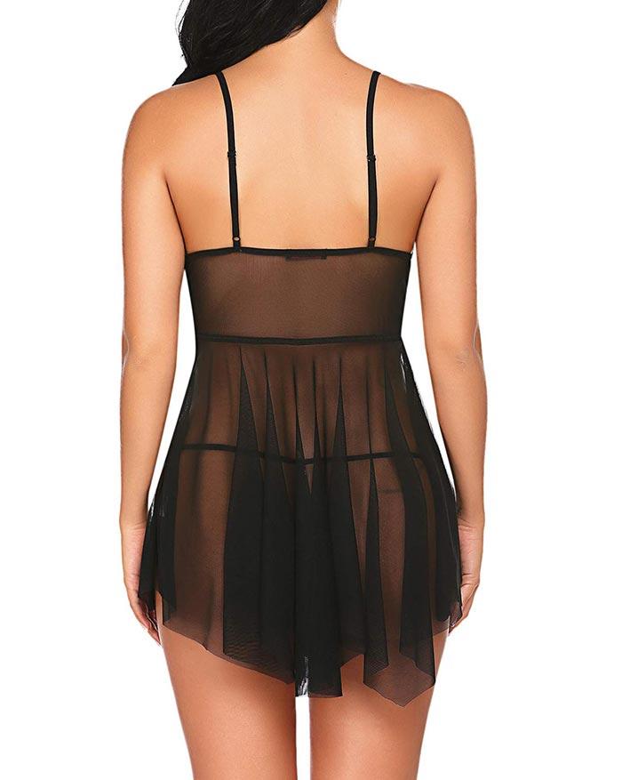 V-Neckline Lace Pajama Dress