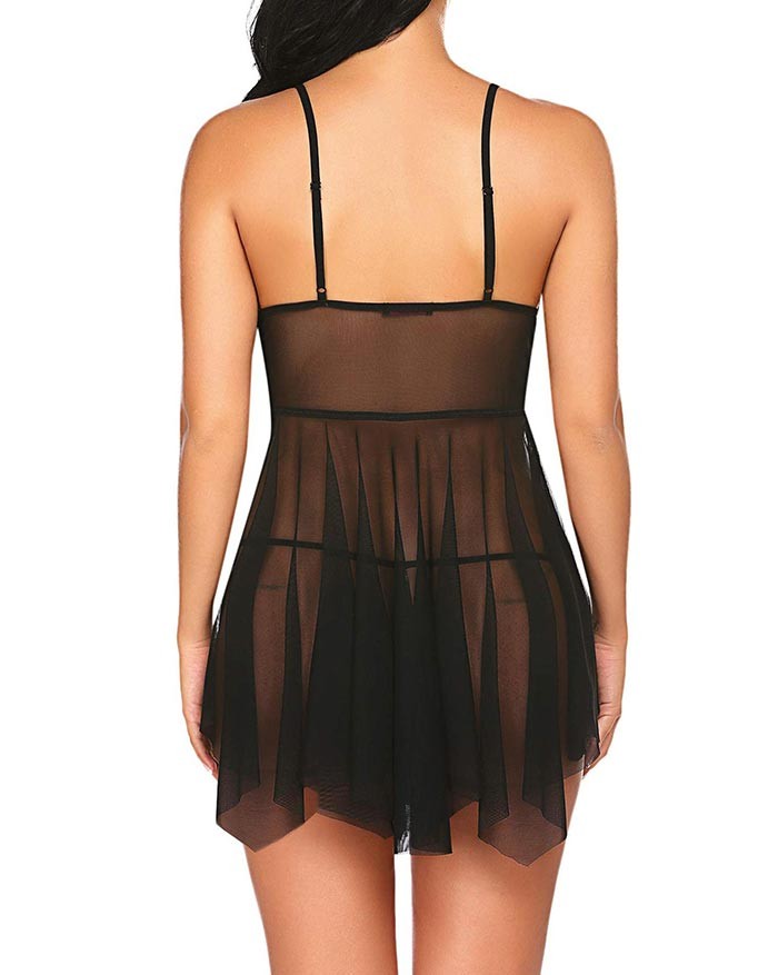 V-Neckline Lace Pajama Dress