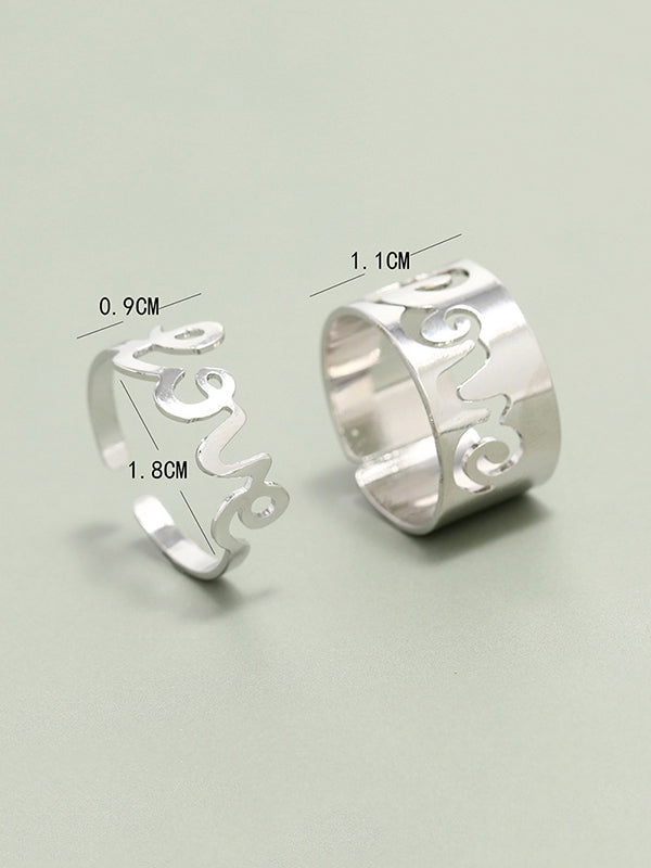 Punk Letter Shape Rings Accessories-Homeunderwear