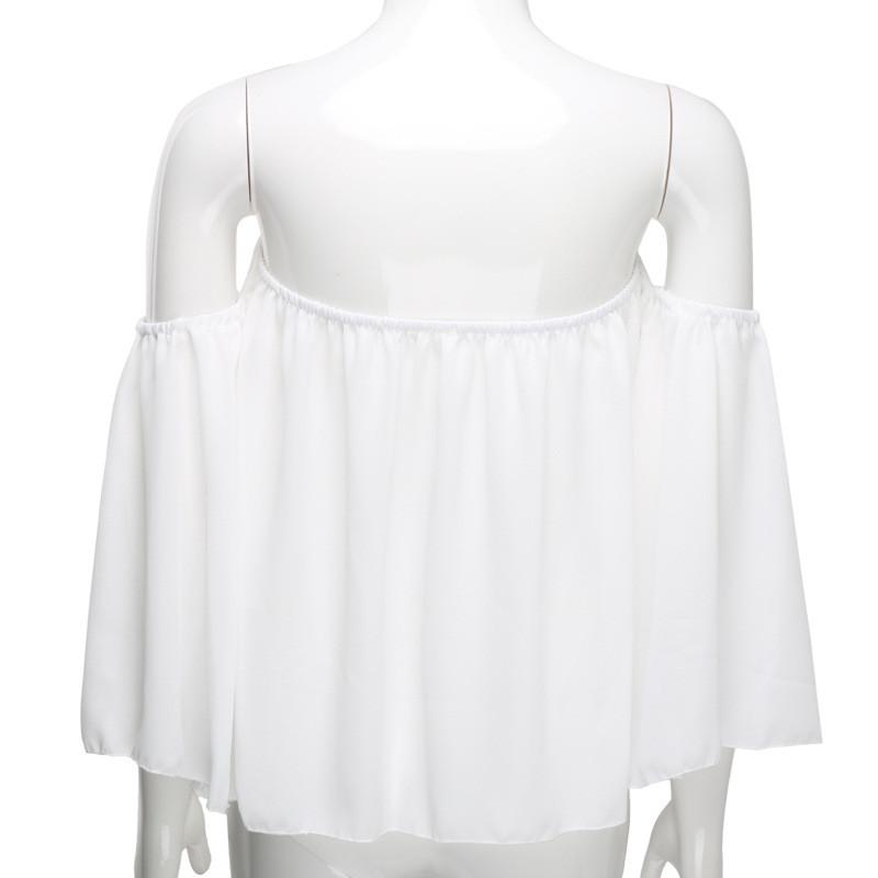 Sexy Off Shoulder Long Sleeve Chiffon Loose Blouses Larging Code
