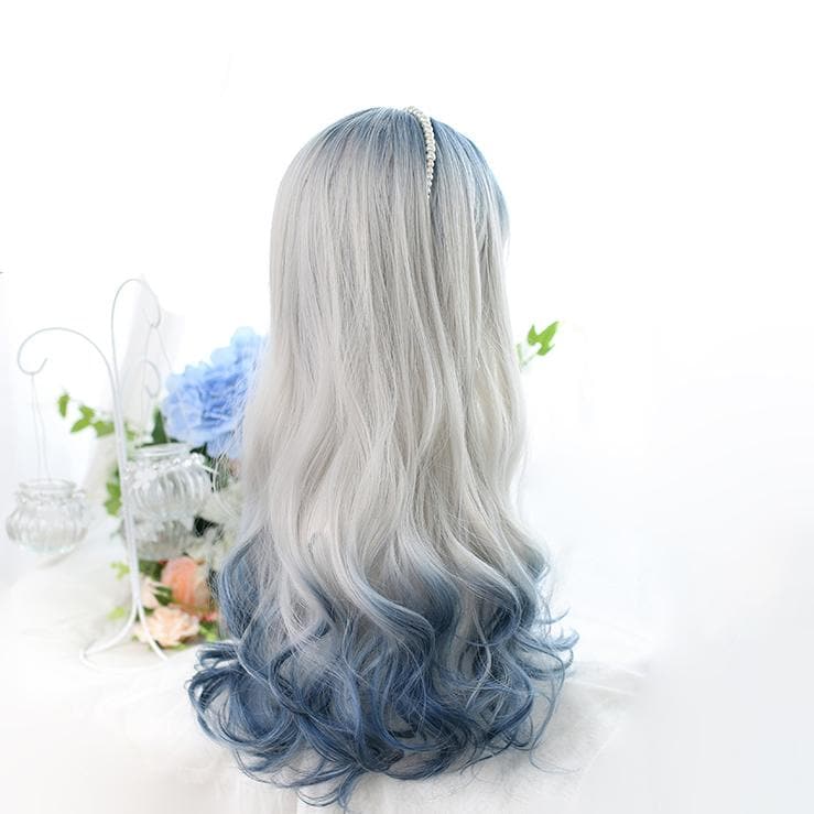 Free Shipping For Hivava Grey Blue Mixed Ice Soft Lolita Girl Wig