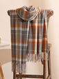 Original Creation Contrast Color Plaid Tasseled Shawl&Scarf-Homeunderwear