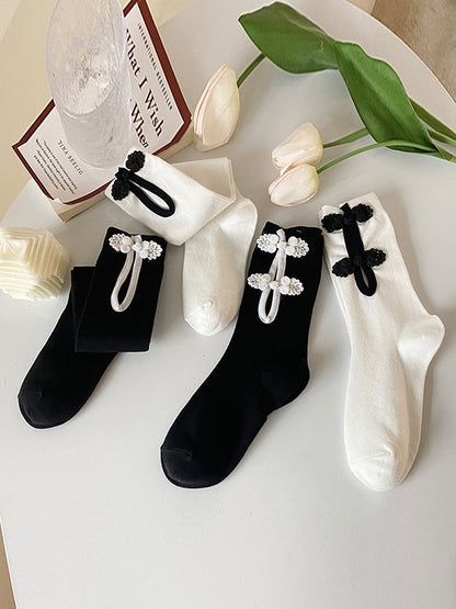 Casual Hollow Solid Color Disc Buckle Socks Accessories-Homeunderwear