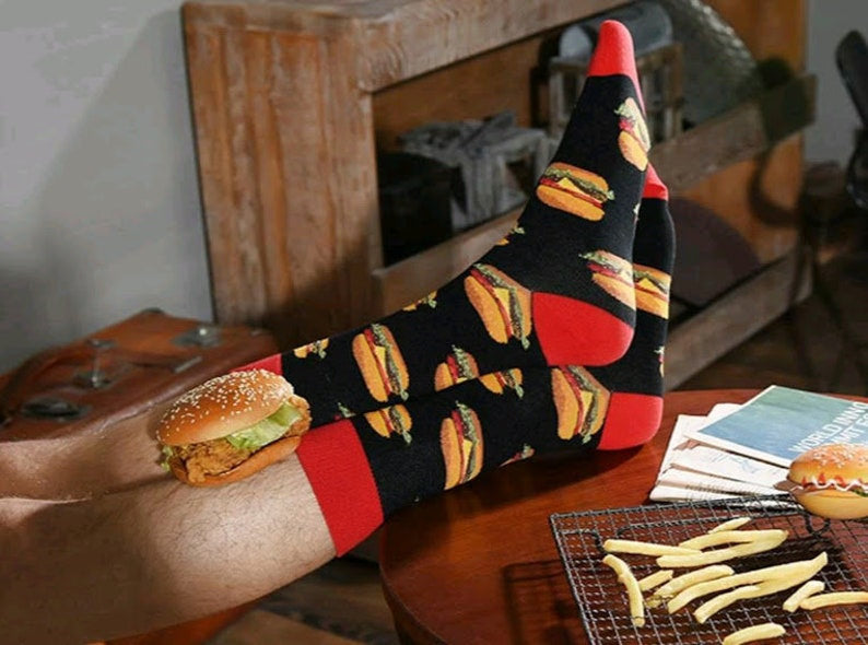 Free Shipping For Unisex Burger Design Socks