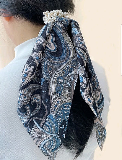 Free Shipping For Pearl Scrunchy Print Scarf