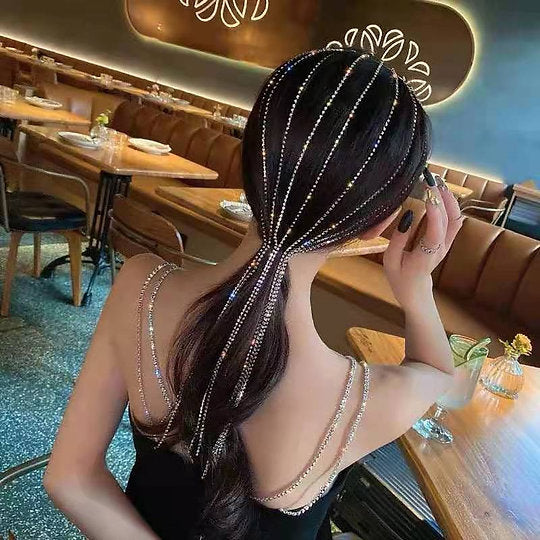 Free Shipping For Luxury Rhinestone Long Tassel Headband