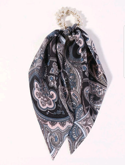 Free Shipping For Pearl Scrunchy Print Scarf