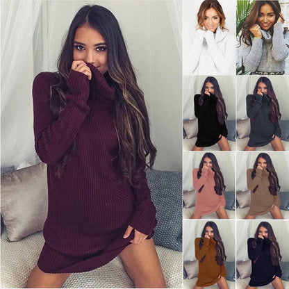 Sexy Turtle Neck Long Sweater Dress