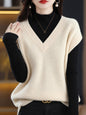 Casual Sleeveless Loose Solid Color V-Neck Vest Top-Homeunderwear