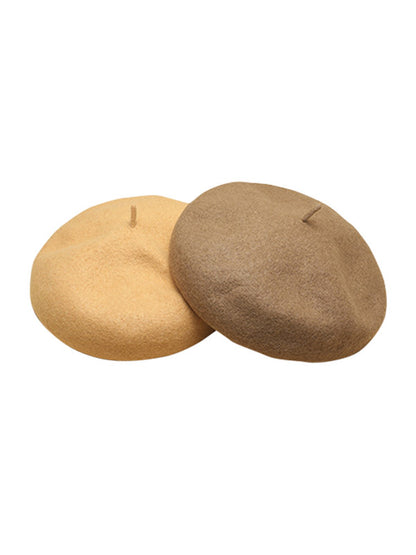 Simple Wool Solid Color Beret Hat-Homeunderwear