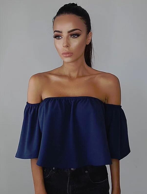 Sexy Off Shoulder Long Sleeve Chiffon Loose Blouses Larging Code