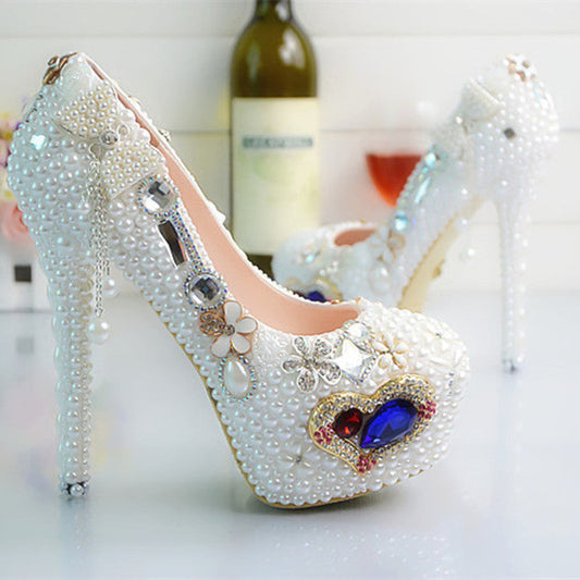 Pearl Crystal Stiletto Heels – Luxury Embellished Wedding & Party Pumps