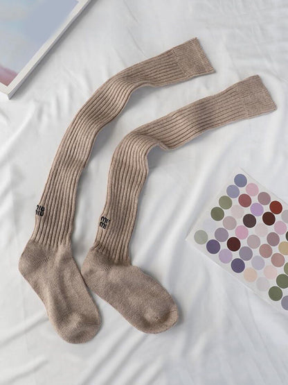 Casual Solid Color Knitting Stockings Accessories-Homeunderwear