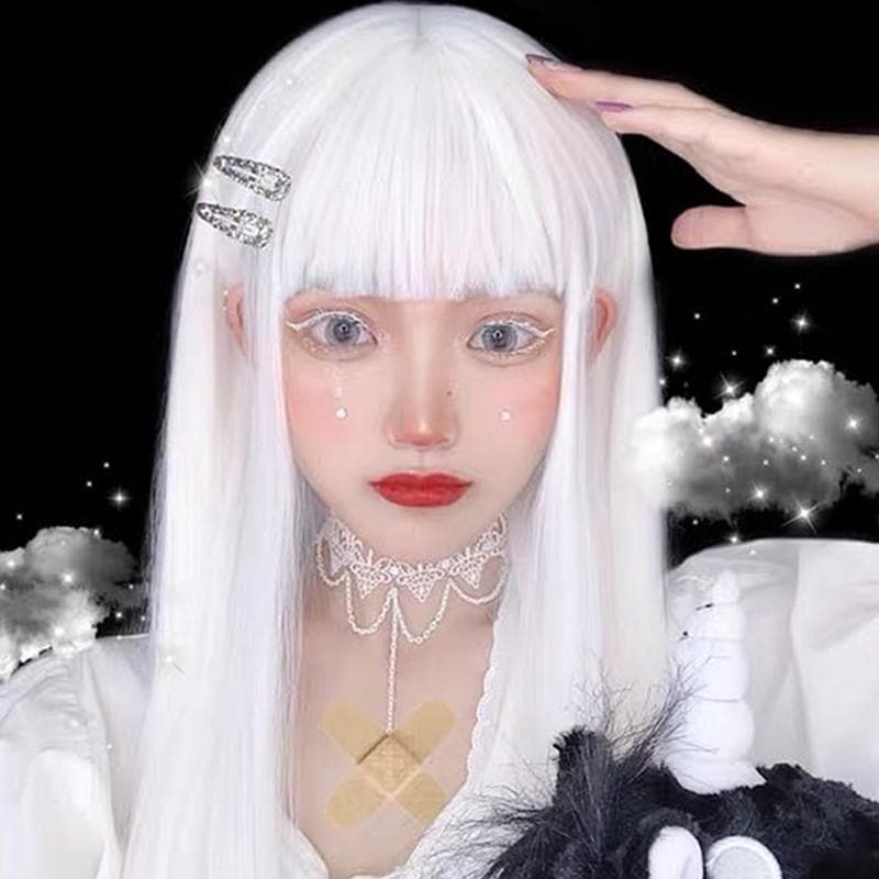 Free Shipping For Hivava White Harajuku Gothic Girl Long Wig