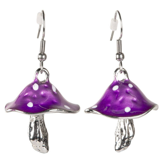 Free Shipping For PURPLE AND SILVER MUSHROOM EARRINGS