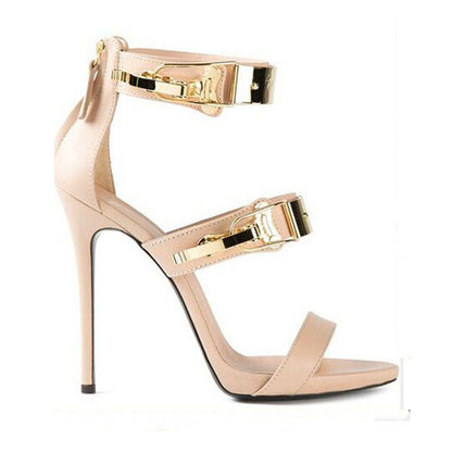 Sexy Leather Buckle Open Toe High Heel Sandals