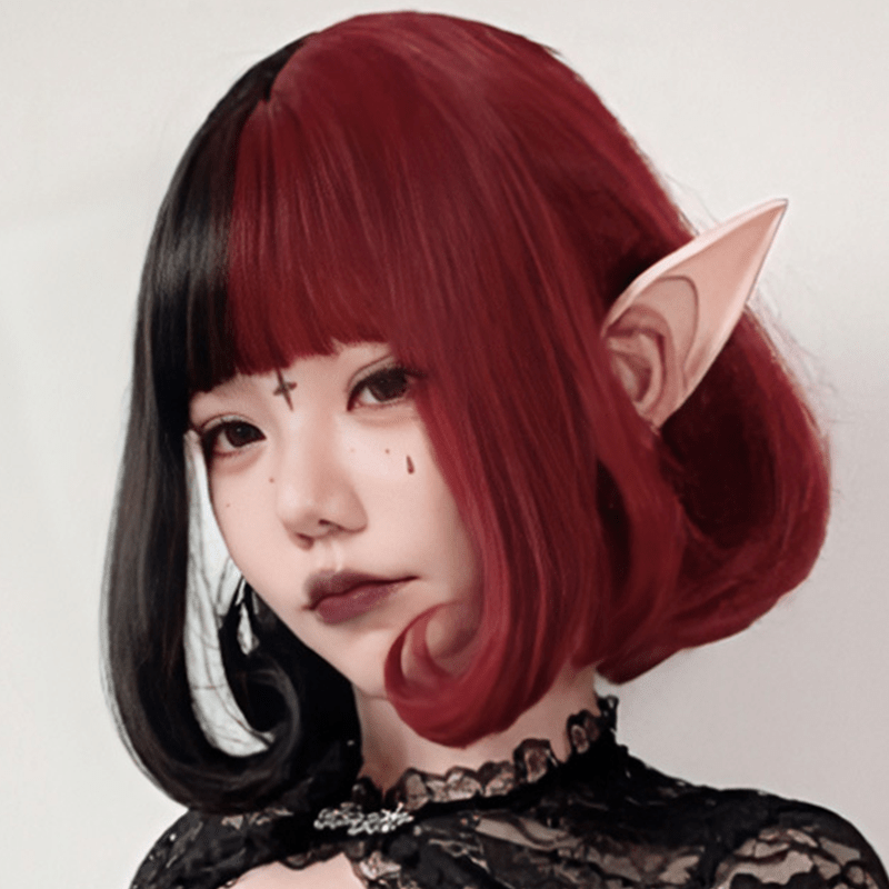 Free Shipping For Hivava Vampire Clown Colorblock Short Straight Wig With Neat Bangs