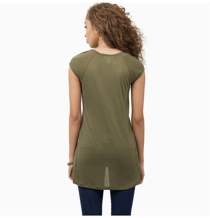 Clearance Pure Color Show Thin V-neck Short Sleeves T-shirt