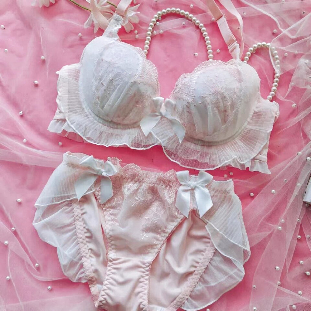 Lace Ruffle Kawaii Doll Romantic Royalcore Princess Lingerie Set