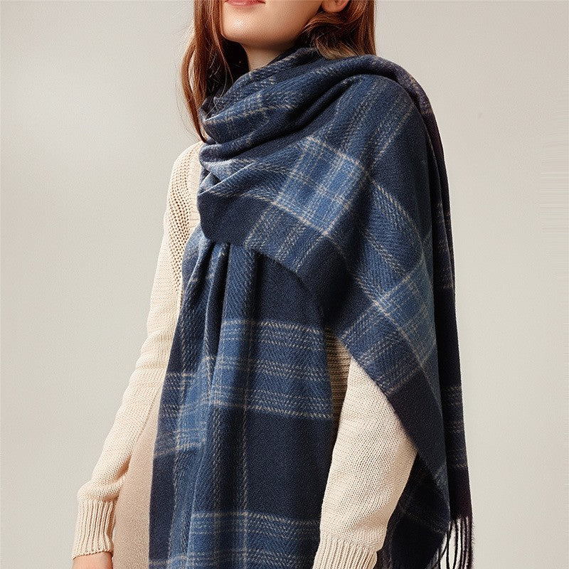 British Style Warm Imitated Cashmere Tassled Shawl Scarf