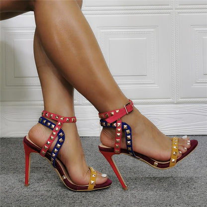 Rivet Superfine High Heel Color Matching Sandals