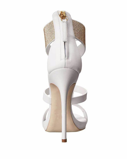 Diamond Suede Open-toe Zipper Stiletto High Heels Party Sandals