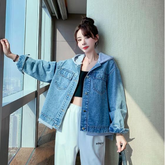 Loose Student BF Girl Denim Color Matching Coat