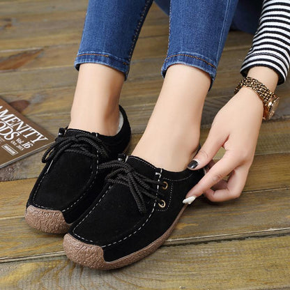 Autumn and Winter Soft Sole Lace Up Comportable Casual Flats