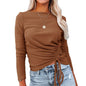 Autumn And Winter Fashion Slim Drawstring Sweater Top