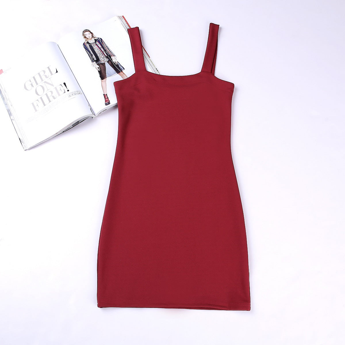 Pure Color O-neck Open Back Body-con Mini  Dress