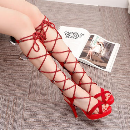 Bandage Roman Sandals Women's Hollow Open Toe Sandals