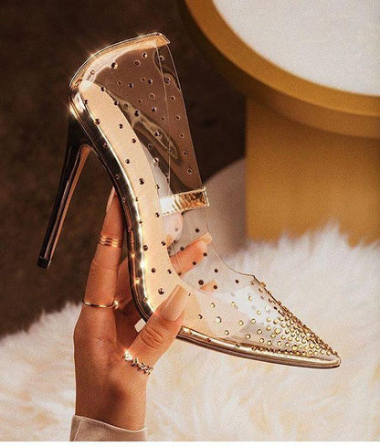 Fashionable Transparent Diamond Sexy Women's Shoes