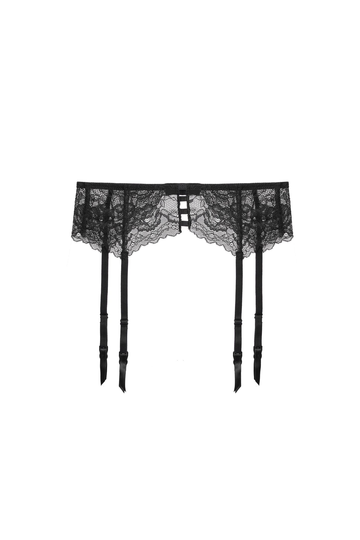 Free Shipping For Black Floral Lace Trim Garter Belt Lingerie