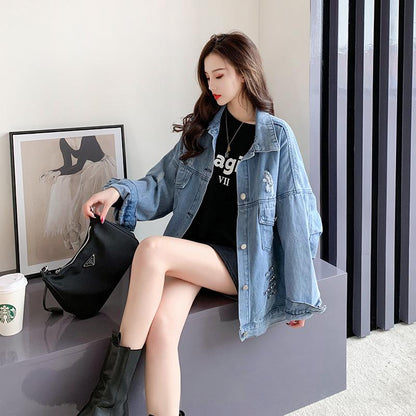 Autumn Loose Hole Denim Coat