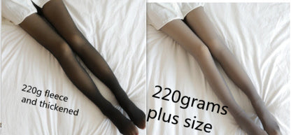 Fake Translucent Plus Size Leggings Fleece Lined Tights Fall And Winter Warm Fleece Pantyhose Women Fleece Lined Pantyhose Thermal Winter Tights