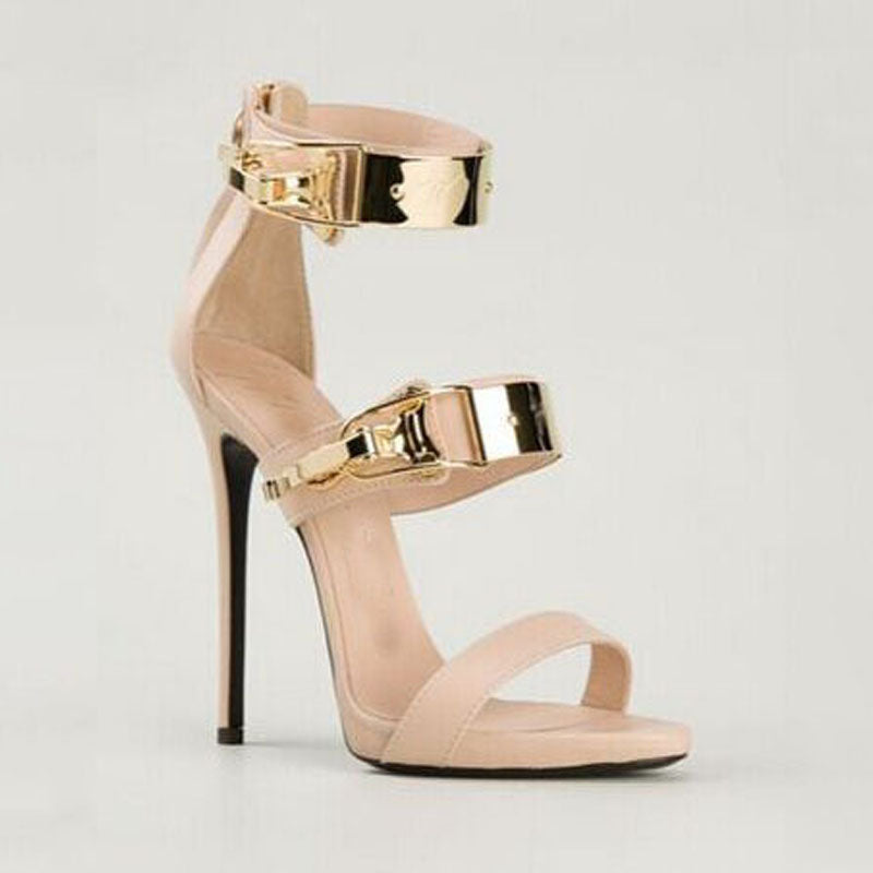 Sexy Leather Buckle Open Toe High Heel Sandals