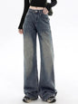 Vintage Blue Flap Detail Boyfriend Jeans