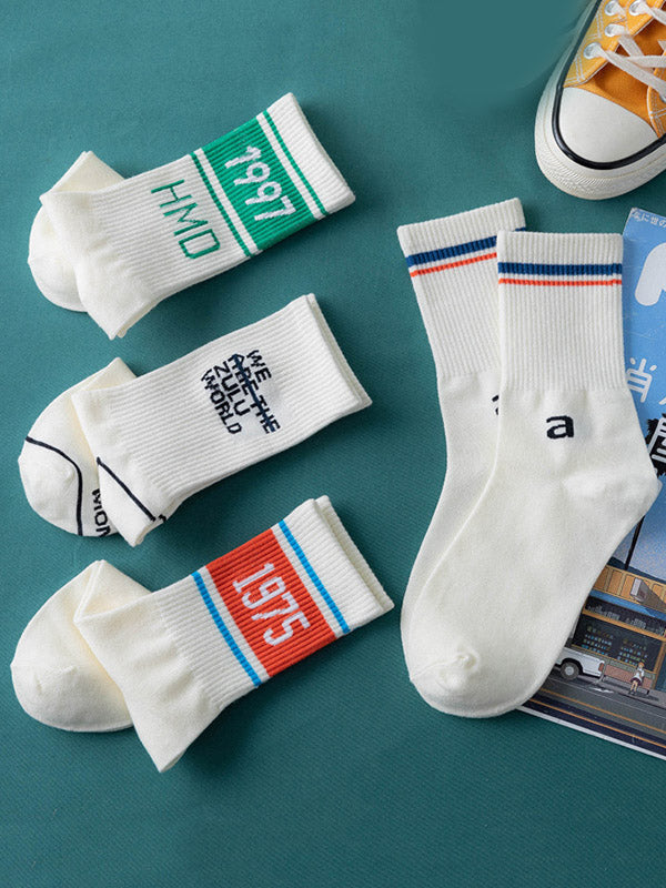 Simple Letter Sports Cotton Socks