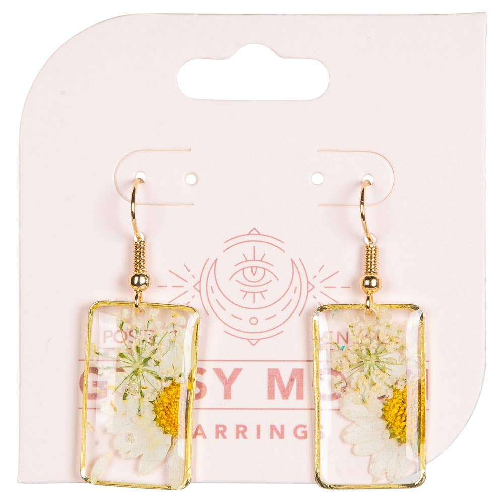 Free Shipping For DRIED SUNFLOWER RECTANGLE EARRINGS